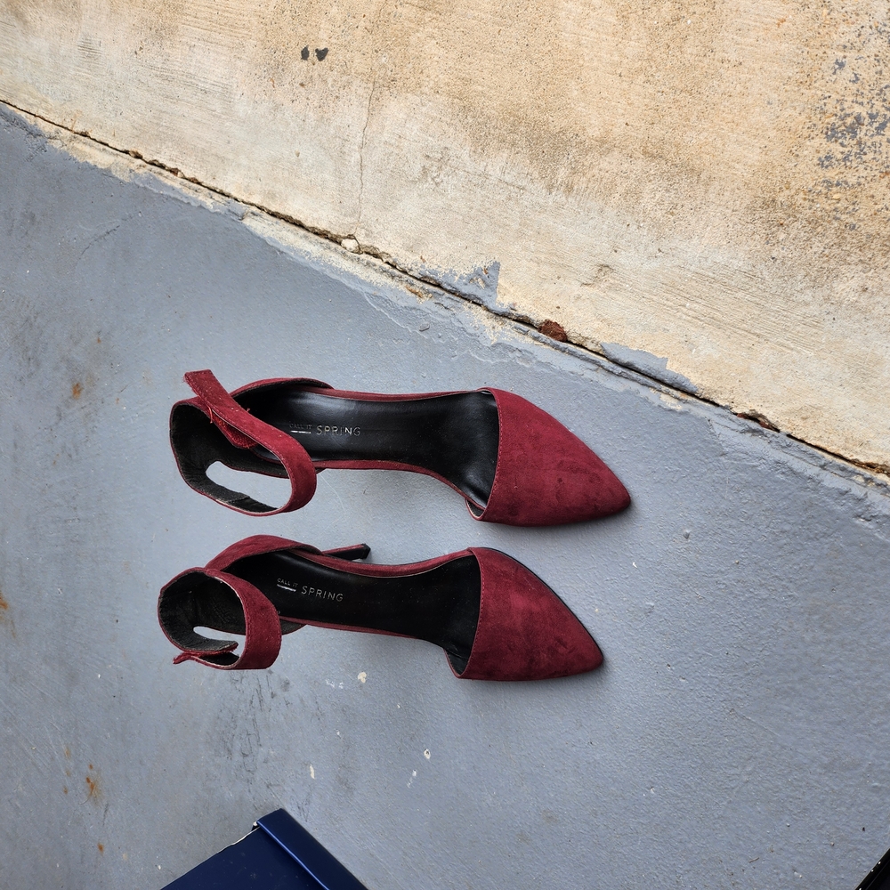 Ring Red Ankle Strap Heels